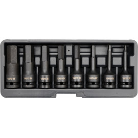 Набір насадок викруткових ударних YATO : HEX M6-M19. 6-гр. квадрат 1/2". 8 Од. [15]