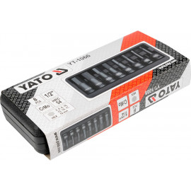 Набір насадок викруткових ударних YATO : HEX M6-M19. 6-гр. квадрат 1/2". 8 Од. [15]