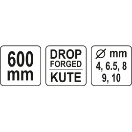 Кліщі ручні YATO для обтискання кабелів Ø= 4, 6.5, 8, 9, 10 мм, l= 600 мм [6]