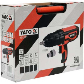 Гайковерт ударний мережевий YATO: 1/4" HEX x 1/2" F, 1020Вт, 600Нм, 2600 об/хв +4 головки і кейс YT-82021