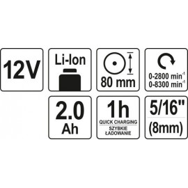 Полірувальна машина акумуляторна 12В Li-Ion Yato YT-82903