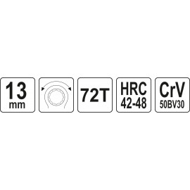 Ключ накидний вигнутий з тріскачкою 13мм з гумовою ручкою CrV Yato YT-02375