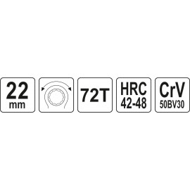 Ключ накидний вигнутий з тріскачкою 22мм з гумовою ручкою CrV Yato YT-02384