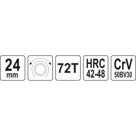 Ключ накидний вигнутий з тріскачкою 24мм з прогумованою ручкою CrV Yato YT-02385