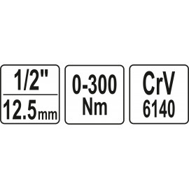 Ключ динамометричний стрілковий YATO : квадрат 1/2", F= 0-300 Нм YT-07641