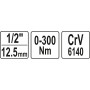 Ключ динамометричний стрілковий YATO : квадрат 1/2", F= 0-300 Нм YT-07641