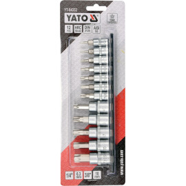 Головки торцеві з насадками YATO : "TORX TEMPERPROOF", квадрат 1/4, 3/8". Набір 12 шт. [10/40]
