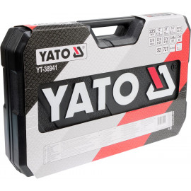 Набір головок торцевих YATO : квадрат 1/2", 3/8", 1/4" з інстр-ми, насадки викруткові. 225 шт.YT-38941
