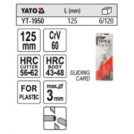 Бокорізи для нарізки пластику YATO 5", l=125мм CrV 60 YT-1950