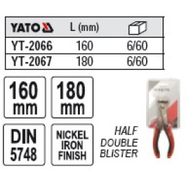 Кусачки торцеві YATO : нікельовані, L= 180 мм [6/60]