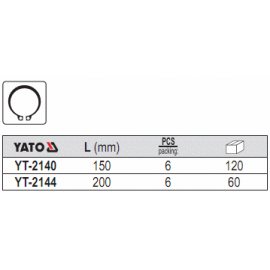 Знімач стопорних кілець YATO (розжим) l=200мм [6/60]