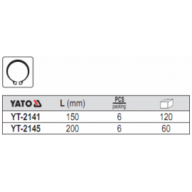 Знімач стопорних кілець YATO загн. (розжим) l=150мм [6/120]