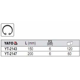 Знімач стопорних кілець YATO загн. (зжим) l=200мм [6/60]