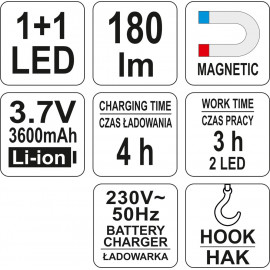 Світильник акумуляторний 2в1 LED Yato YT-08502