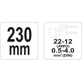 Кліщі для обтискання і зачистки проводів YATO, L=230 мм. 20-12(AWG), 0.5-4 мм2 [5/30]