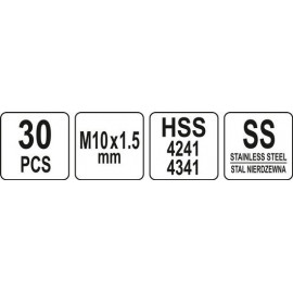 Приладдя для відновлення внутрішньої різьби YATO : М10 x 1.5 мм, HSS 4241/4341, 30 шт [20/40]