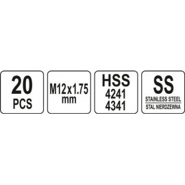 Приладдя для відновлення внутрішньої різьби YATO : М12 x 1.75 мм, HSS 4241/4341, 30 шт [20/40]
