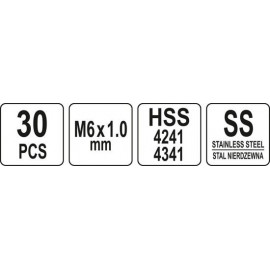 Приладдя для відновлення внутрішньої різьби YATO : М6 x 1.0 мм, HSS 4241/4341, 30 шт [20/40]