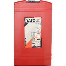 Свердла по металу титанові YATO : HSS-TiN Ø= 1-13 мм. (Набір/25 Шт.) [5/20]