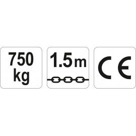 Лебідка ланцюгова ручна YATO : з дотягувачем, H= 1.5 м, F= 750 кг [1]