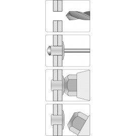 Заклепочник "гармошка" YATO для нітів Ø=2.4; 3.2; 4.0; 4.8; 6.4 мм, l=240-810 мм [10]