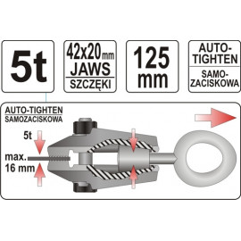 Затискач для листового металу YATO, l= 125 мм, роб. t≤ 16 мм [12]
