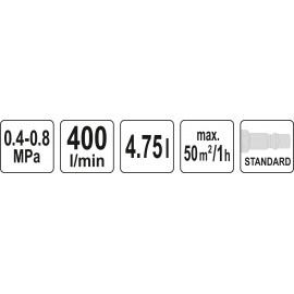 Ковш пневматичний для штукатурки стін YATO: ємність- 4.5л, 4-8 бар, 400 л/хв, продукт.-50 м²/год [4]