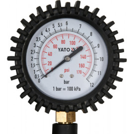Пістолет для накачування шин YATO з манометром P ≤ 0.8 MPa, Ø= 1/4", шланг l= 440 мм YT-23703