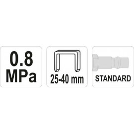 Степлер пневматичний YATO : P= 8 Bar, для скоб h= 25-40 мм, w= 5,7 мм [10]