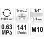 Шліфмашина пневматична, кутова YATO для диска Ø= 125 мм, М10, сполуч, Ø= 1/4", 6,3 Bar, 141 л/хв [8]