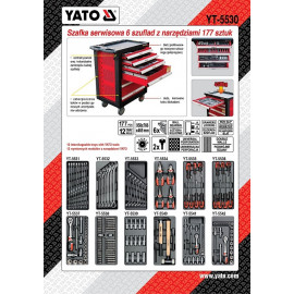Шафа з інструментами YATO, на колесах, 6 шуфляд, 958x766x465 мм, набір 177 шт. [1]