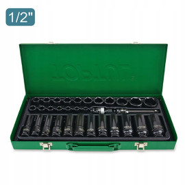 Набор торцевых головок ударных TOPTUL 1/2" 8-32мм 32ед. короткие+длинные GDAD3201