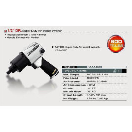 Гайковерт для СТО TOPTUL 1/2" 813N/m 8000об/мин KAAA1640