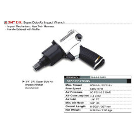 Гайковерт пневматический TOPTUL 3/4" 813N/m 6300 об/мин KAAA2460