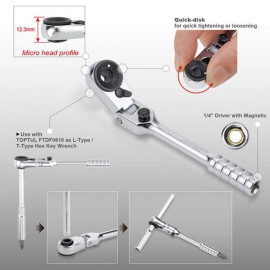 Трещотка мини 1/4" с шарниром TOPTUL 60 зубцов (исп. с FTDF0810) CHEV0811