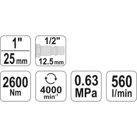 Гайковерт пневматичний ударний 1" 2600 Нм YATO YT-0960