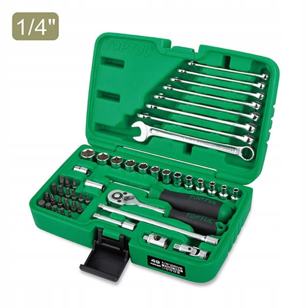 Набор инструмента TOPTUL 1/4" + ключи 49ед. GCAI4901