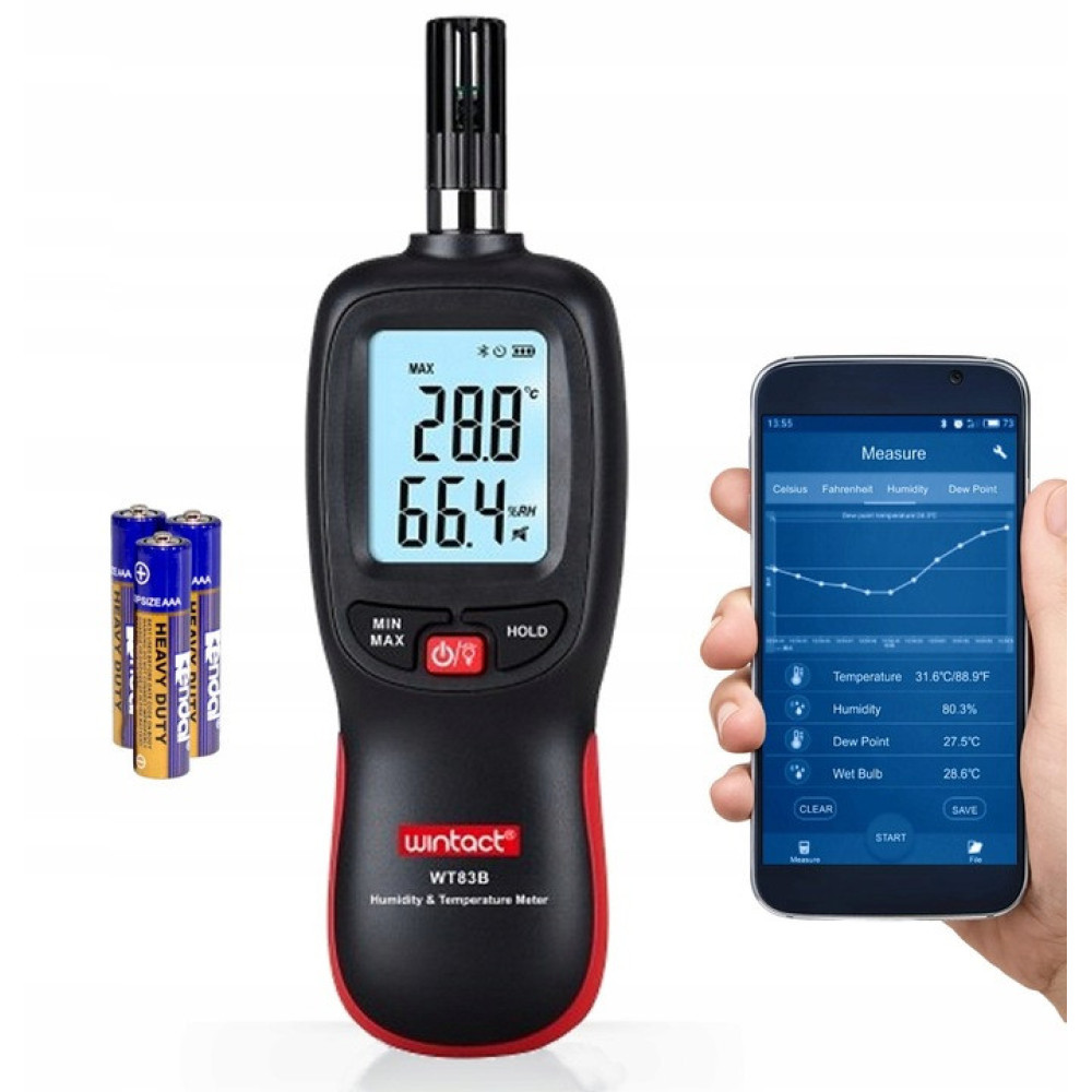 Термогигрометр цифровой Bluetooth 0-100%, -20-70°C WINTACT WT83B