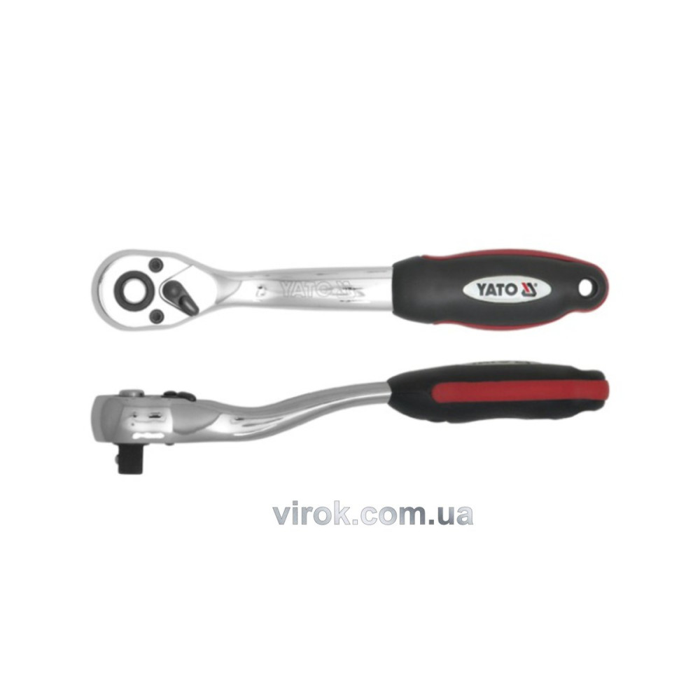 Тріщатка YATO : квадрат 1/2", L= 250 мм, 72T, вигнута ручка [6/24]