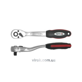 Тріщатка YATO : квадрат 1/2", L= 250 мм, 72T, вигнута ручка [6/24]