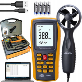 Термоанемометр профессиональный USB 0,3-30 м/с, 0-45°C BENETECH GM8903