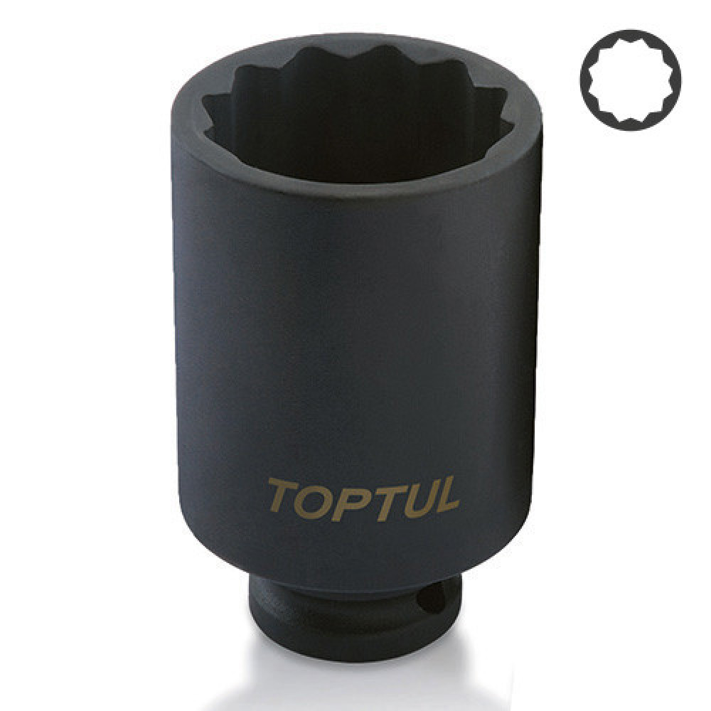 Головка торцевая ударная длинная 1/2" 30мм 12-гранная TOPTUL KABJ1630