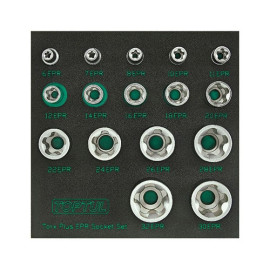 Набор головок Torx Plus EPR 1/4",3/8",1/2" 6EPR-32EPR 16 ед. в ложементе TOPTUL GABF1601