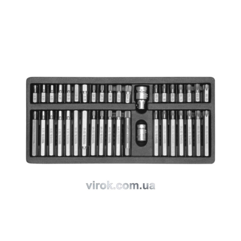 Набір насадок YATO : адаптери 1/2",3/8", HEX SPLINE TORX CrV [мет. Кейс] 40 шт. YT-0400
