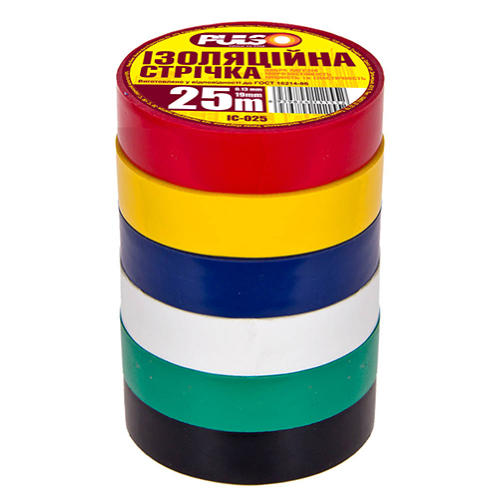 Изолента PULSO PVC 25м ассорти