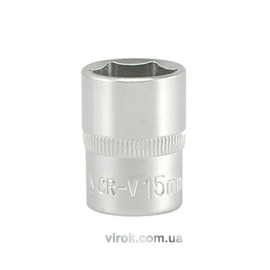 Головка торцева 6-гранна YATO : квадрат 3/8", М= 15 мм, L= 28 мм [12/240/480]