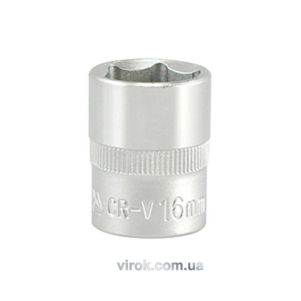 Головка торцева 6-гранна YATO : квадрат 3/8", М= 16 мм, L= 28 мм [12/240/480]