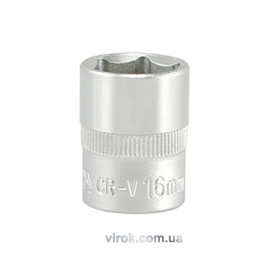 Головка торцева 6-гранна YATO : квадрат 3/8", М= 16 мм, L= 28 мм [12/240/480]