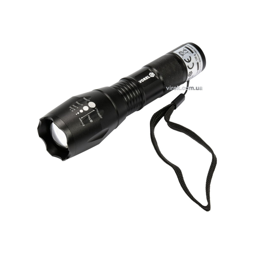 Ліхтар CREE XP-E світлодіодний VOREL; 5 Вт, 3 режими,280lm, живлення-3ААА батар, Ø= 40мм l=135мм(DW)