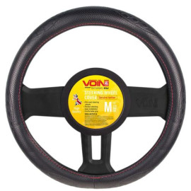 Чехол руля  VLOD-L941 BK/RD M черн/БО/один шов/кожа